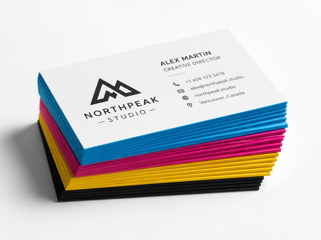 Premium business cards with colourful CMYK edges